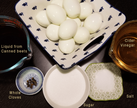 Ingredients for pink pickled eggs