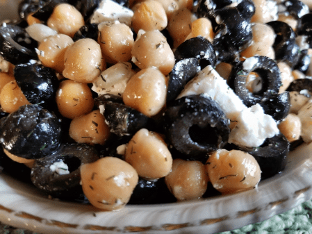 Black Olive and Chickpea salad